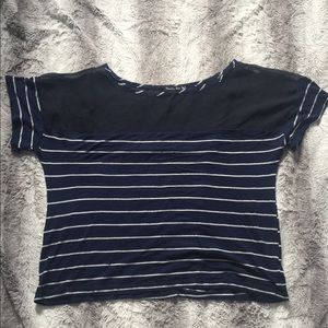 Blue and white striped top